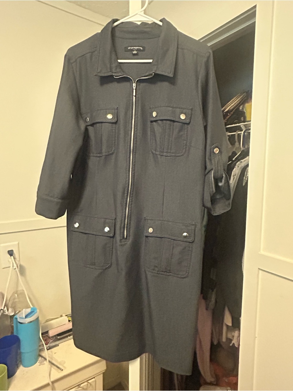 Black Utility Zip-Front Women's Coat